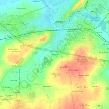 Mappa topografica La Rivière, altitudine, rilievo