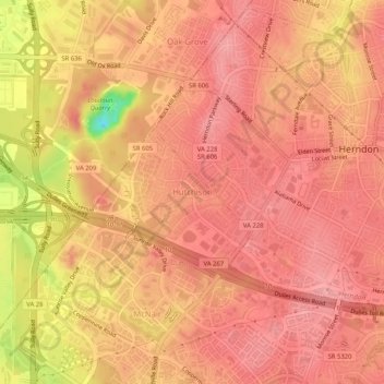 Mappa topografica Hutchison, altitudine, rilievo