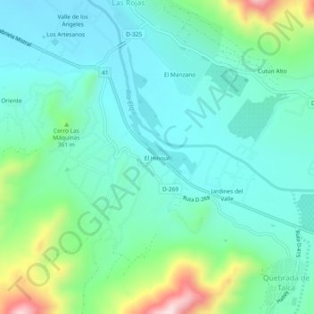 Mappa topografica El Hinojal, altitudine, rilievo