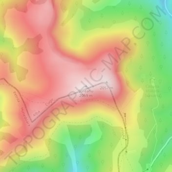 Mappa topografica Șureanu, altitudine, rilievo