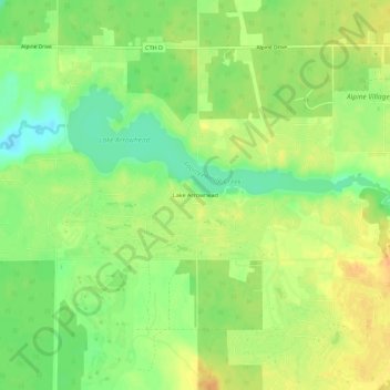 Mappa topografica Lake Arrowhead, altitudine, rilievo