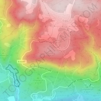 Mappa topografica Eggberg, altitudine, rilievo