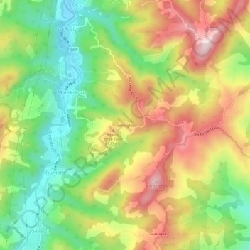 Mappa topografica Serraglio, altitudine, rilievo