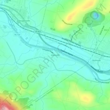 Mappa topografica Unionville, altitudine, rilievo