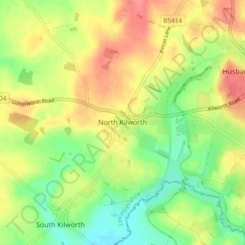 Mappa topografica North Kilworth, altitudine, rilievo