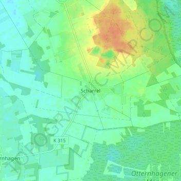 Mappa topografica Scharrel, altitudine, rilievo