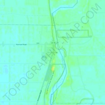Mappa topografica Princeton, altitudine, rilievo