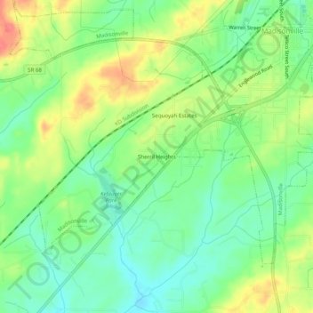 Mappa topografica Sherril Heights, altitudine, rilievo