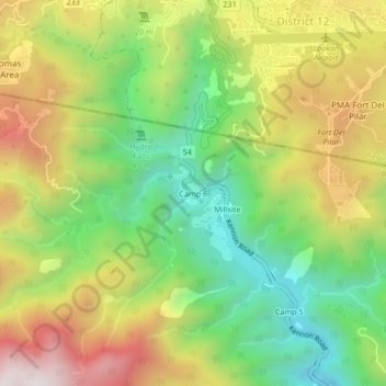 Mappa topografica Camp 6, altitudine, rilievo