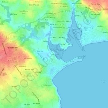 Mappa topografica Pen an Cap, altitudine, rilievo