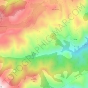 Mappa topografica Taja, altitudine, rilievo
