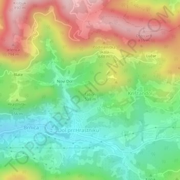 Mappa topografica Tabori, altitudine, rilievo