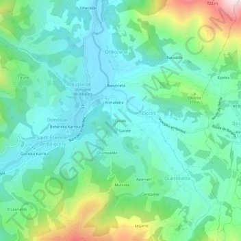 Mappa topografica Oinaki, altitudine, rilievo