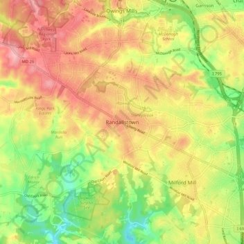 Mappa topografica Randallstown, altitudine, rilievo