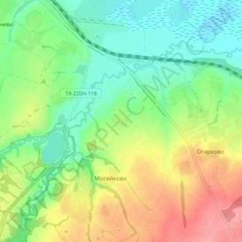 Mappa topografica Реброво, altitudine, rilievo