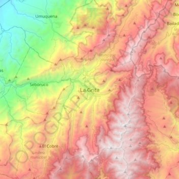 Mappa topografica La Grita, altitudine, rilievo