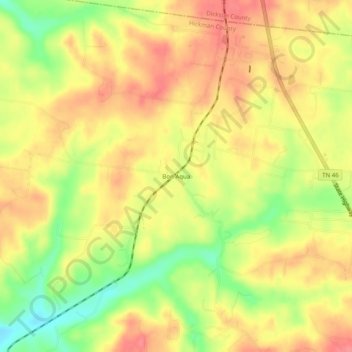 Mappa topografica Bon Aqua, altitudine, rilievo