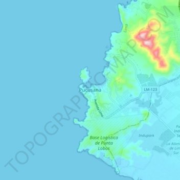 Mappa topografica Pucusana, altitudine, rilievo