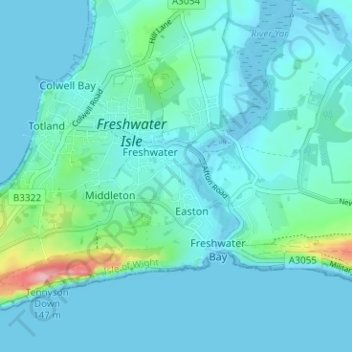 Mappa topografica New Village, altitudine, rilievo