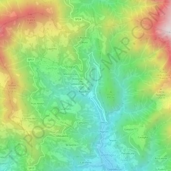 Mappa topografica Foppetta, altitudine, rilievo
