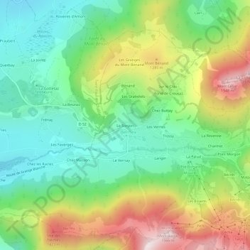 Mappa topografica Le Sonjon, altitudine, rilievo