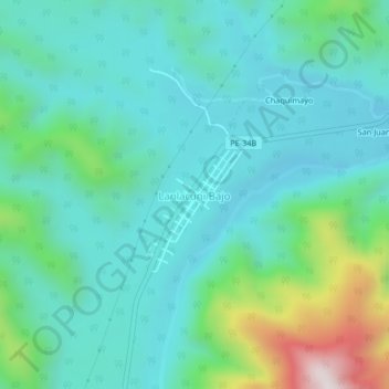 Mappa topografica Lanlacuni Bajo, altitudine, rilievo