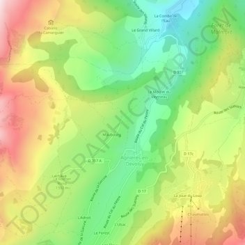 Mappa topografica Le Cousy, altitudine, rilievo