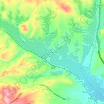 Mappa topografica Paulenca, altitudine, rilievo