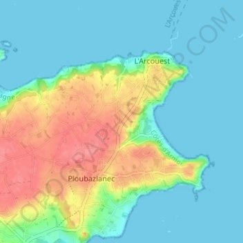 Mappa topografica Kervodin, altitudine, rilievo