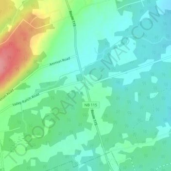Mappa topografica Irishtown, altitudine, rilievo