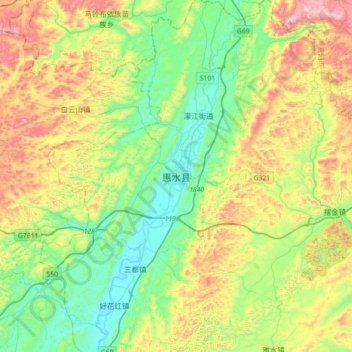 Mappa topografica 惠水县, altitudine, rilievo