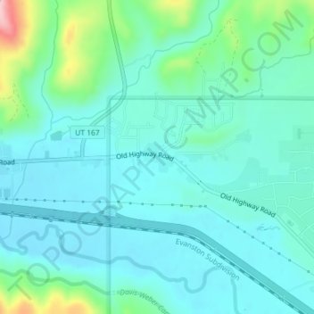 Mappa topografica Mountain Green, altitudine, rilievo