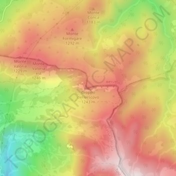 Mappa topografica Groppo del Vescovo, altitudine, rilievo