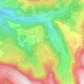 Mappa topografica Rigolet Haut, altitudine, rilievo