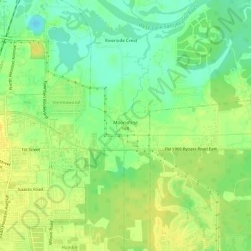 Mappa topografica Moonshine Hill, altitudine, rilievo