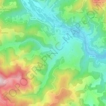 Mappa topografica La Rouveure, altitudine, rilievo