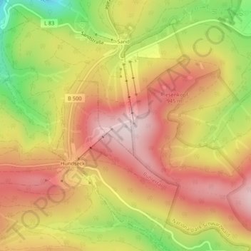 Mappa topografica Mehliskopf, altitudine, rilievo