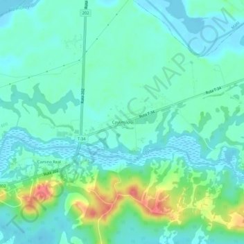 Mappa topografica Cayumapu, altitudine, rilievo