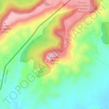 Mappa topografica Sancho Abarca, altitudine, rilievo