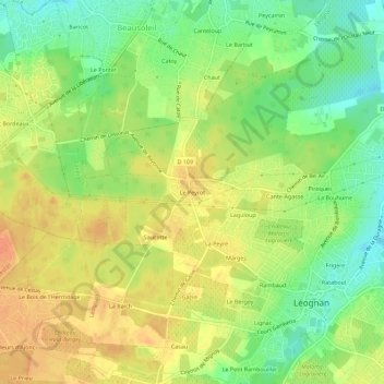 Mappa topografica Le Peyrot, altitudine, rilievo