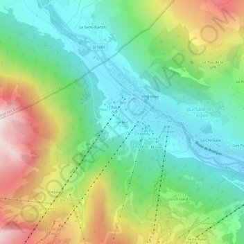 Mappa topografica Le Bez, altitudine, rilievo