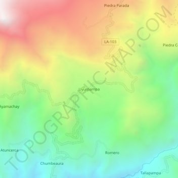 Mappa topografica Uyurpampa, altitudine, rilievo