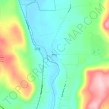 Mappa topografica Akeley, altitudine, rilievo