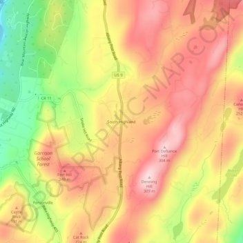 Mappa topografica South Highland, altitudine, rilievo