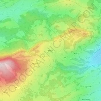 Mappa topografica Rieggis, altitudine, rilievo