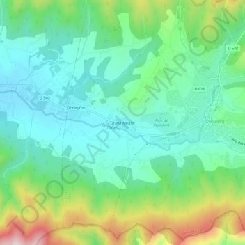 Mappa topografica Grand Moulin, altitudine, rilievo
