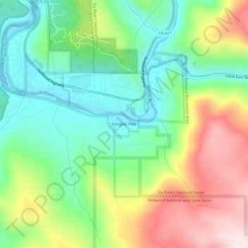 Mappa topografica Douglas Park, altitudine, rilievo