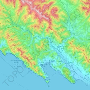 Mappa topografica Follo, altitudine, rilievo