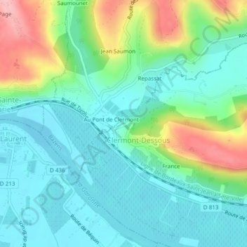 Mappa topografica Pont de Clermont, altitudine, rilievo