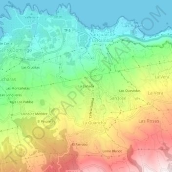 Mappa topografica La Cañada, altitudine, rilievo